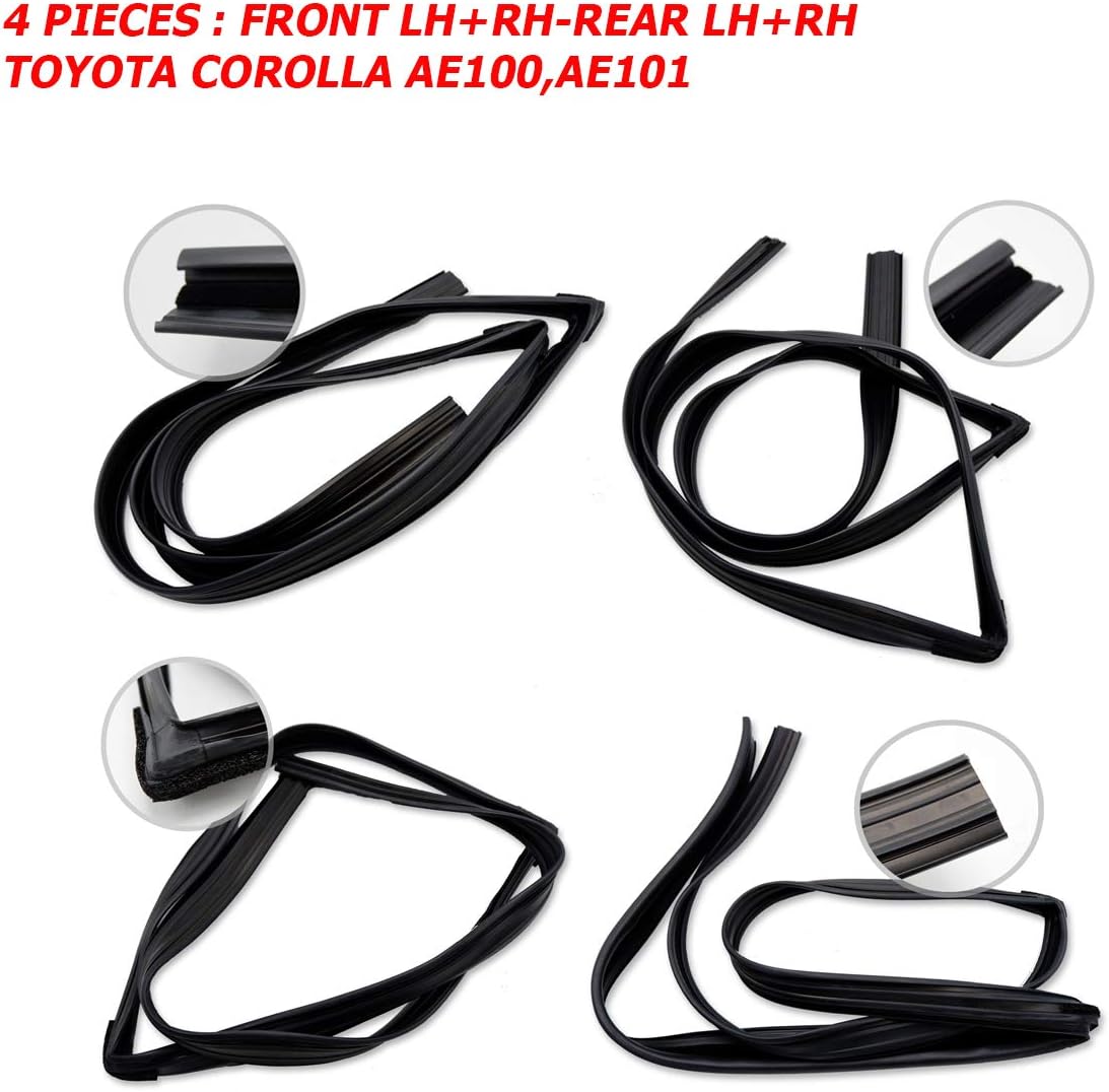 Nonstops Set 4dr Glass Run Channel Seal Door Fits Toyota Corolla AE101 AE100 1991 1998