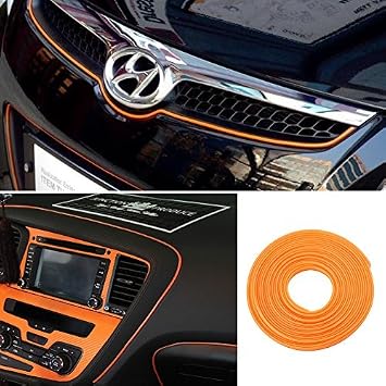 ATMOMO 5M Flexible Trim for DIY Automobile Car Interior Exterior Moulding Trim Decorative Line Strip Orange