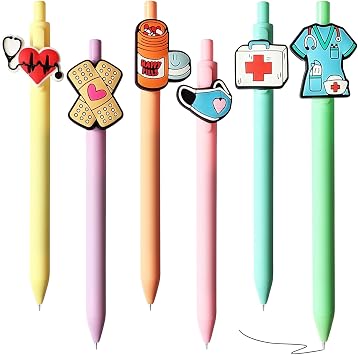 6Pcs Nurse Pens, Funny Nursing Accessories for Work,Gel Pen Black Ink Set for Nurse Week Gifts