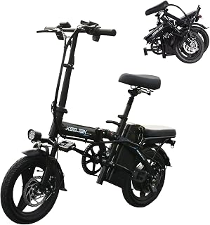 KEQJSK Ebikes for Adults, 400W Motor 28MPH Max Speed, 14” Tire, 48V 8AH Removable Battery for Electric Bike, Multi-Shock Absorption, City Commuter, Foldable Adult Electric Bicycles for Women, Men.