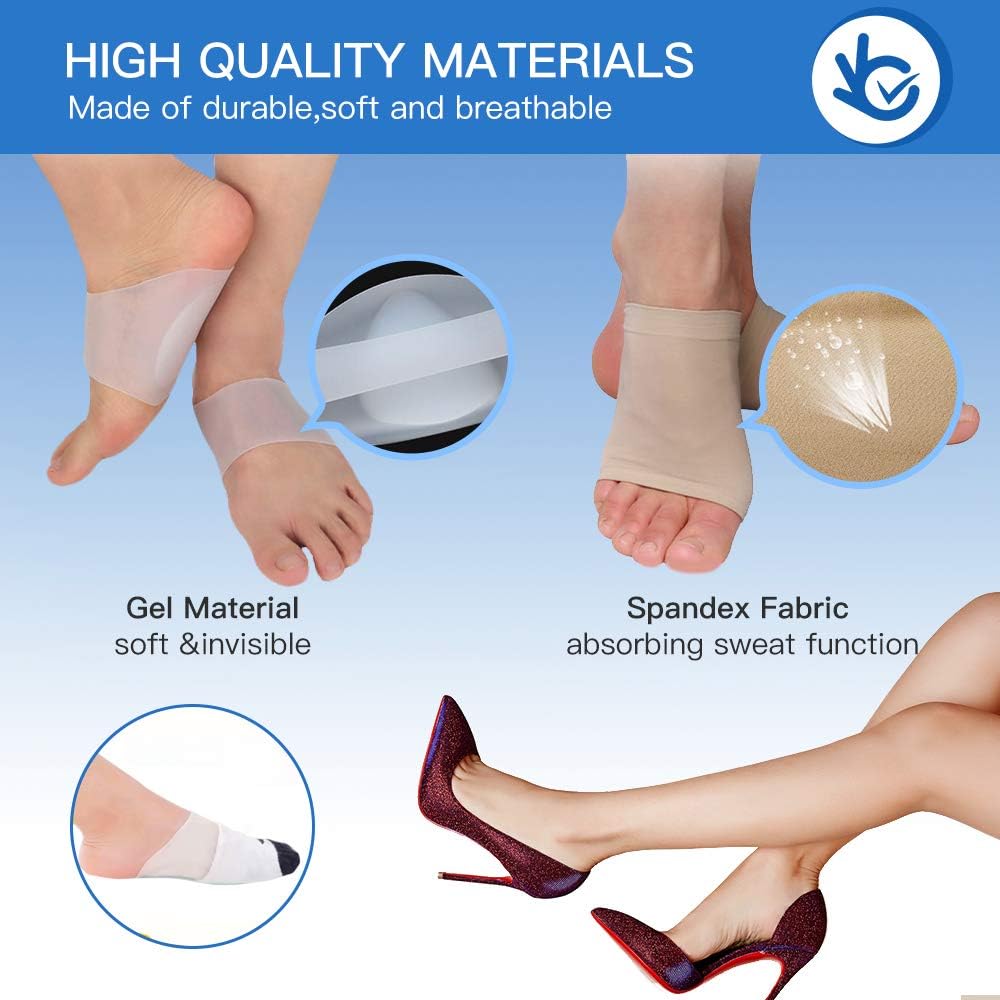 2 Pairs Arch Support Set, Professional Reusable Arch Sleeves, Best for Plantar Fasciitis and Flat Feet Used Arch Pain Relief, Arch Brace for Flat Feet for Men & Women.