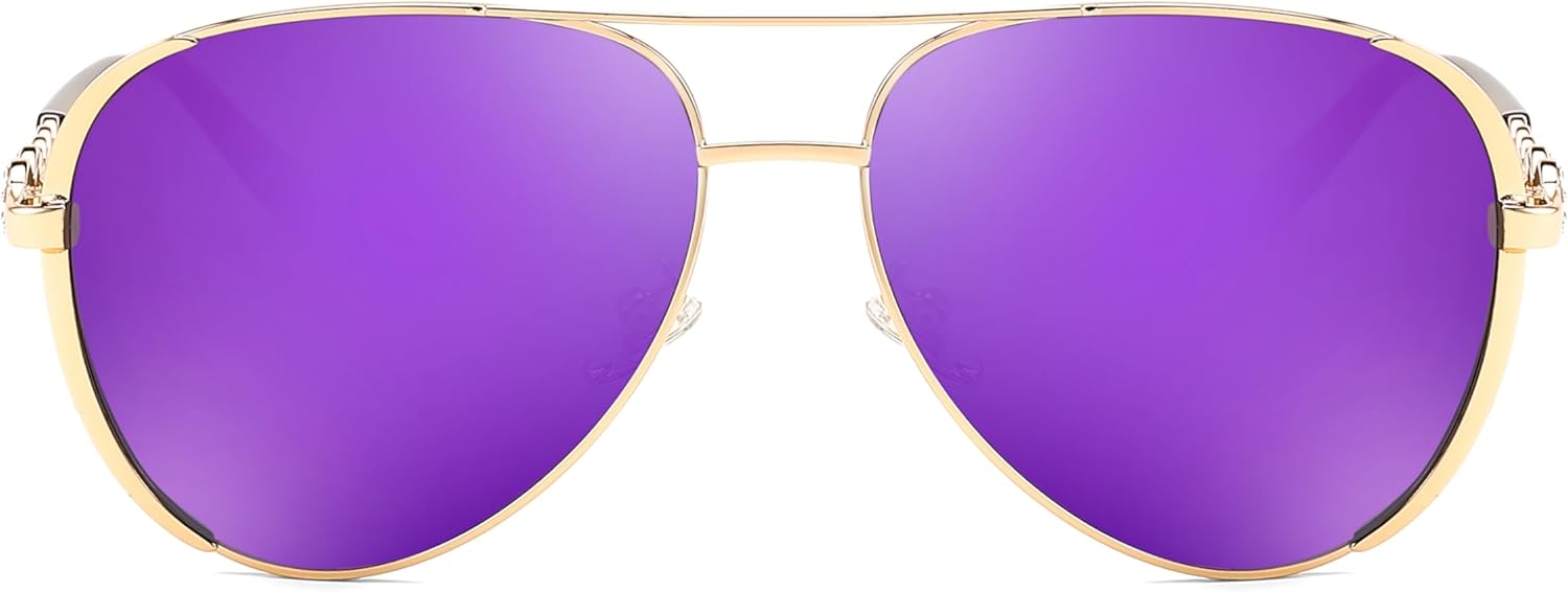 FEISEDY Retro Polarized Aviator Sunglasses for Women 70s Vintage Trendy Shades B4147