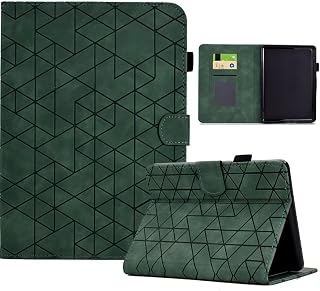Funda para Samsung Galaxy Tab S6 Lite (SM-P610/615), piel sintética con relieve, con ranuras para tarjetas, color verde