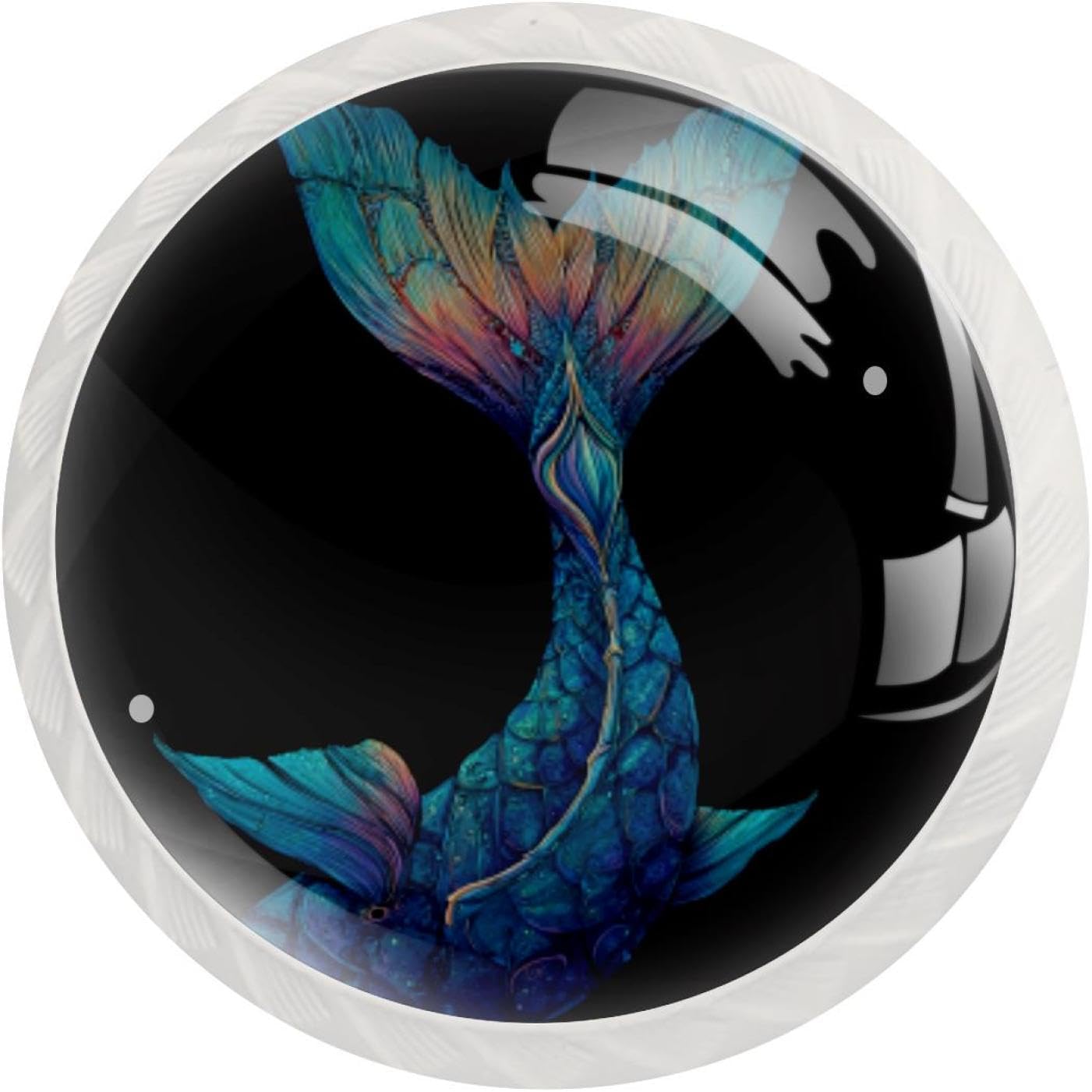 Black Mermaid Tail Vintage Style Cabinet Knobs, Decorative Drawer Pulls for Kitchen Bathroom, Rustic Furniture Hardware