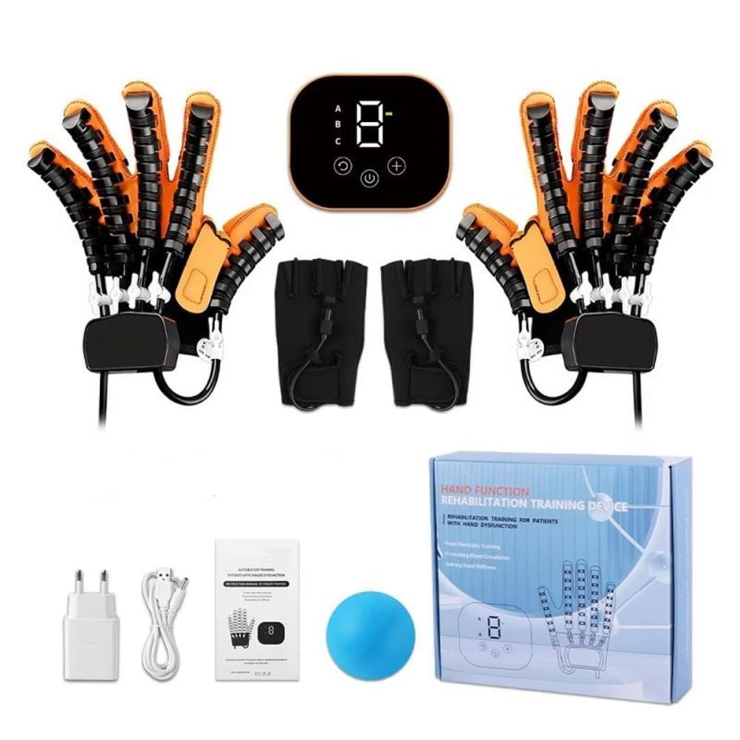 Robotic Hand Rehabilitation Glove for Stroke & Paralysis Recovery, Finger Therapy Training Equipment with Mirror Mode & Adjustable Intensity (both hand l size)-image-17