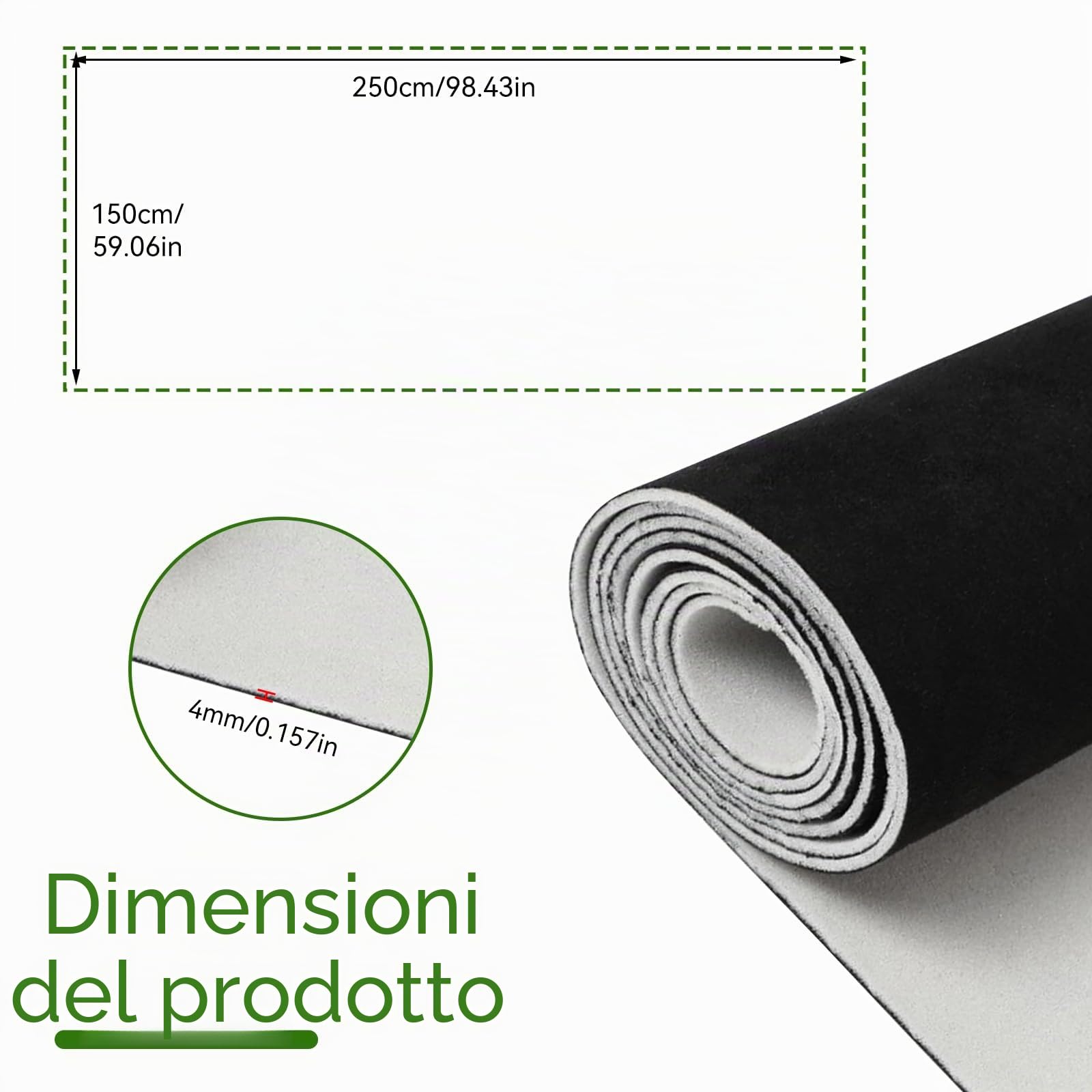 ACESOME Tessuto per Cielo Tetto, Spessore 4 mm, Tessuto Rivestimento Interno Auto, Riparazione di Tessuto in Pelle Scamosciata, Accessori per Interni Auto, Nero, 150 x 250 cm