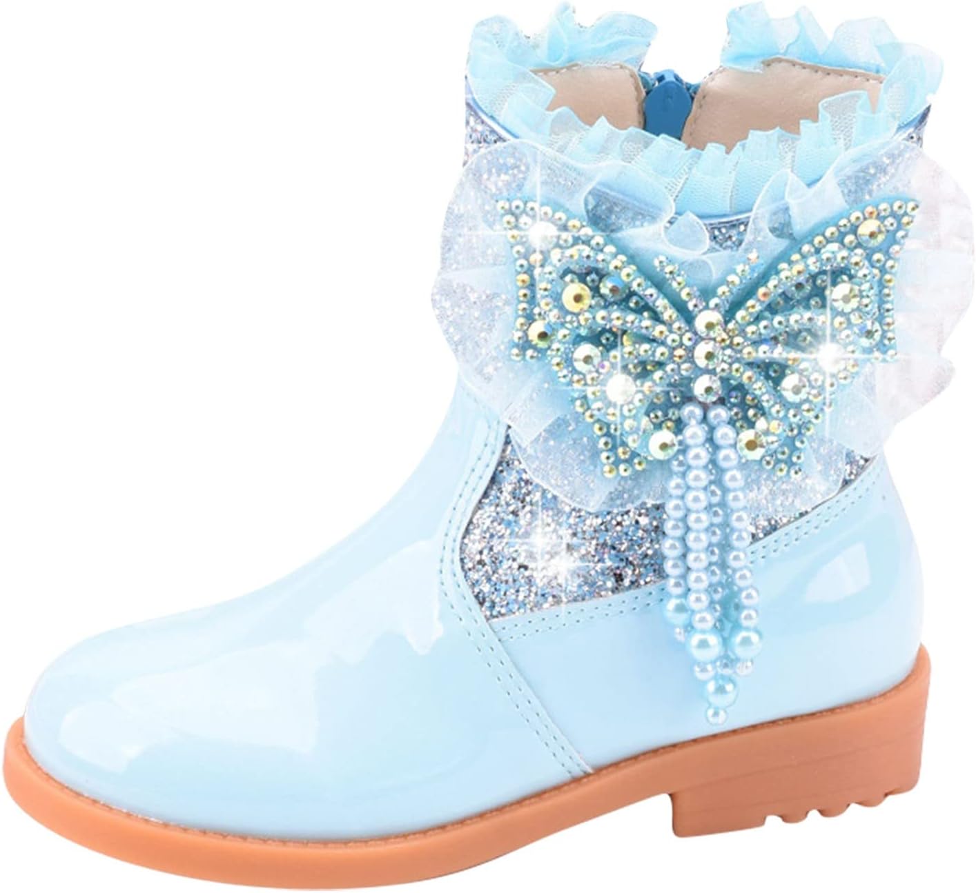 Toddler Girls Booties Little Kid Shoes Short Boots Girls Snow Boots Cotton Boots Princess Shoes Black Baby Shoes (Pink, 10-10.5 Years Big Kids)