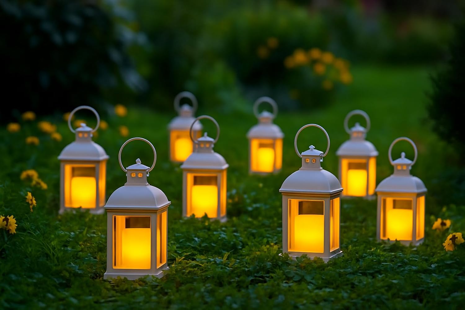 Farmhouse 12-Piece Set – 10" Decorative Lantern with Flameless LED Candle & 5-Hour Timer – Rustic Wedding Décor, Indoor Home Decoration, Outdoor Patio Lighting, Weather-Resistant – White