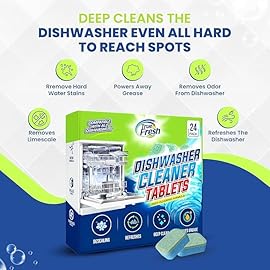 True Fresh Dishwasher Cleaner & Deodorizer Tablets 24-Pack - Deep Clean, Fresh, Sparkling Dishwasher Cleaning Tablets for Spray Arms, Filters & Drains - Removes Grease, Residue & Hard Water Buildup