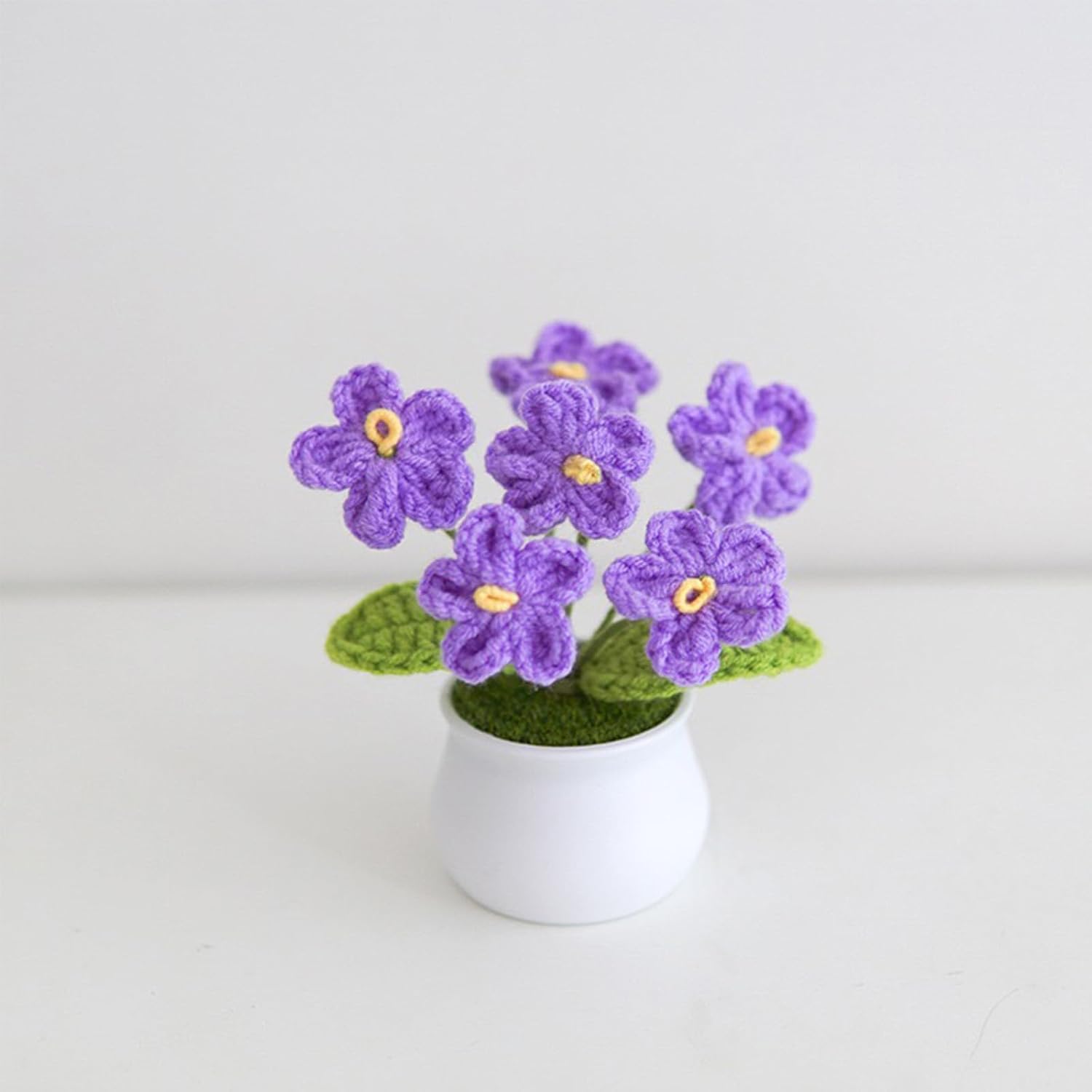 Crochet Flowers Cute Potted Flower, Handmade Knitting Myosotis Flower