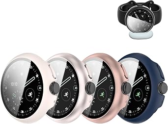 Compatible Google Pixel Watch 4 41mm/45mm Case/Cover Google Pixel Watch 4 Cover + Tempered Glass PC Material Integrated High Transmittance Scratch Resistant Full Protection Does Not Affect Charging 4
