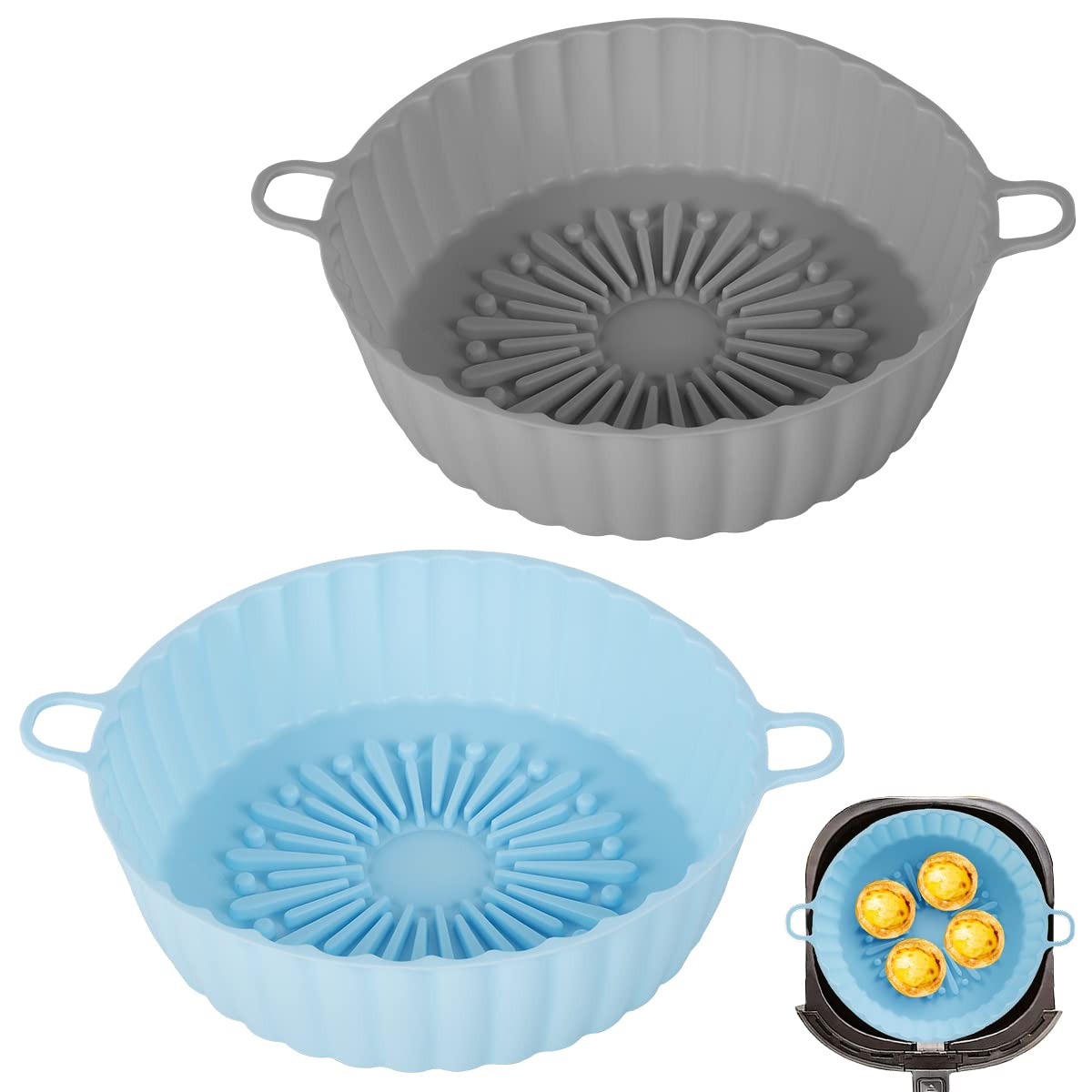 Accesorios Para Freidora De Aire - Bandejas De Silicona Reutilizables (2 Unidades), Antiadherentes Y Resistentes Al Calor