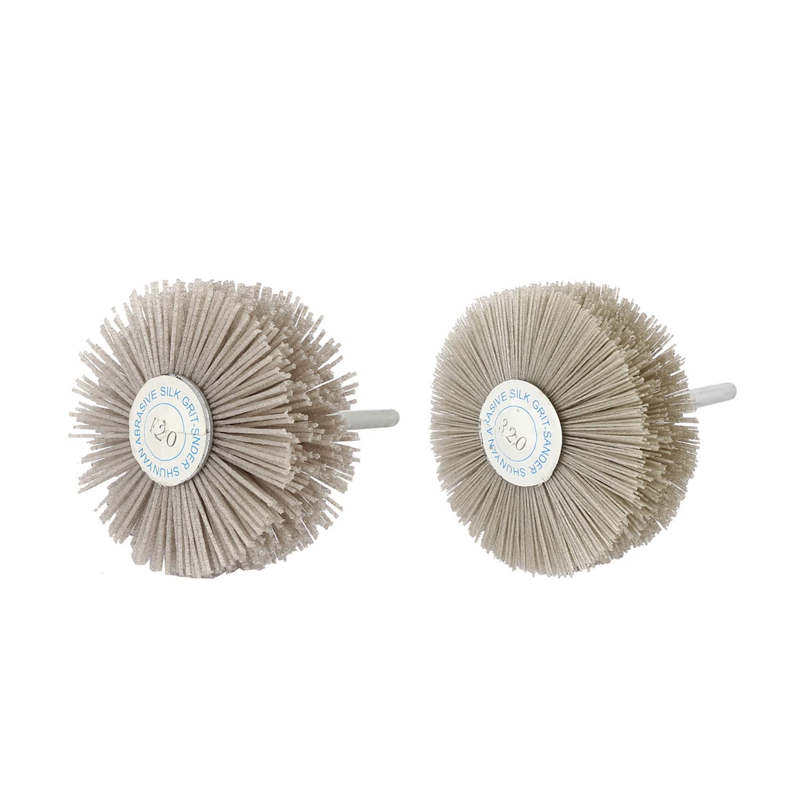 uxcell Nylon Wheel Brush 120 Grits & 320 Grit 82mm Dia Head Abrasive Grinding Head with 6mm Threaded Shank