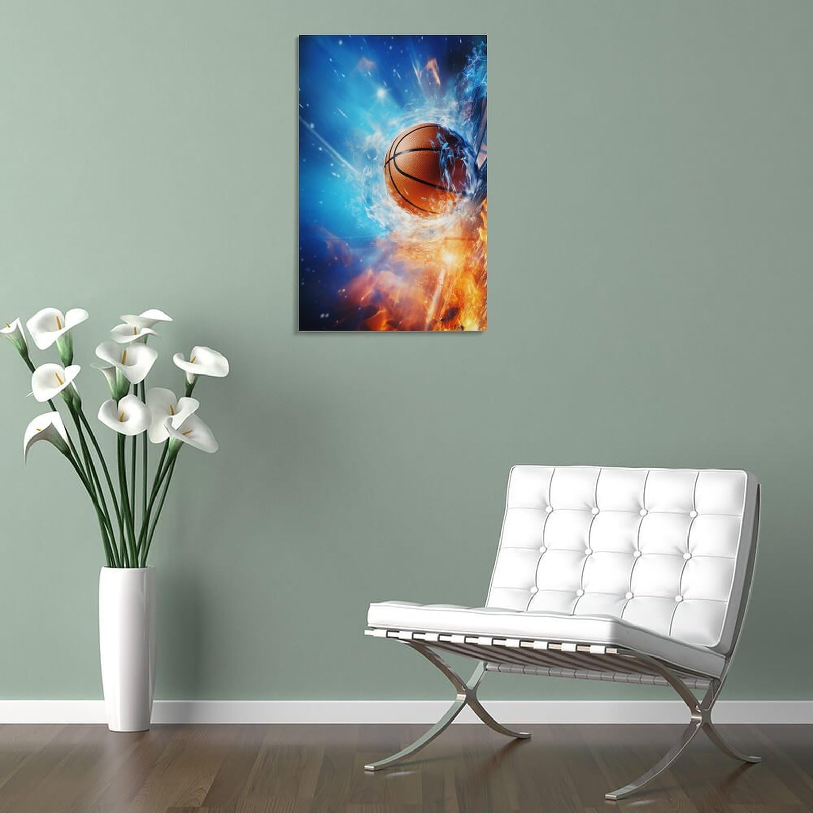 Steenmuur en basketbal van Editors Choice als poster, canvas print en meer