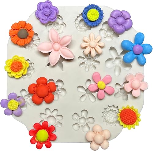 Miniatura 8 de Flower Polymer Clay Molds, 1Pcs Polymer Clay Molds for Jewelry Making, Daisy Sunflower Miniature Silicone Molds,Polymer Clay Molds for Polymer Clay