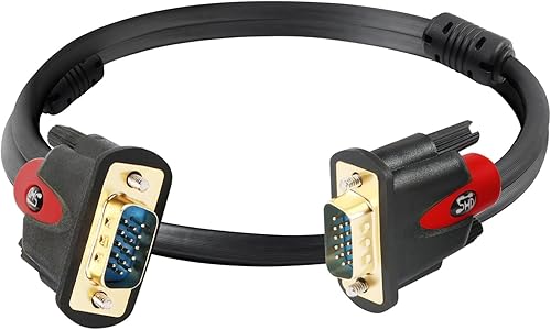 Miniatura 5 de SHD Cable VGA de 3 pies, VGA a VGA para monitor HD15 SVGA para PC, portátil, TV, proyector de color negro y rojo