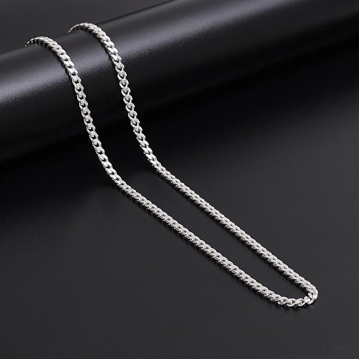 Treasure Bay Cadena de plata de ley 925 para hombres y mujeres, plata de ley maciza auténtica, 3 mm de ancho, corte de diamante, longitud de la cadena: 40,6 a 60,9 cm