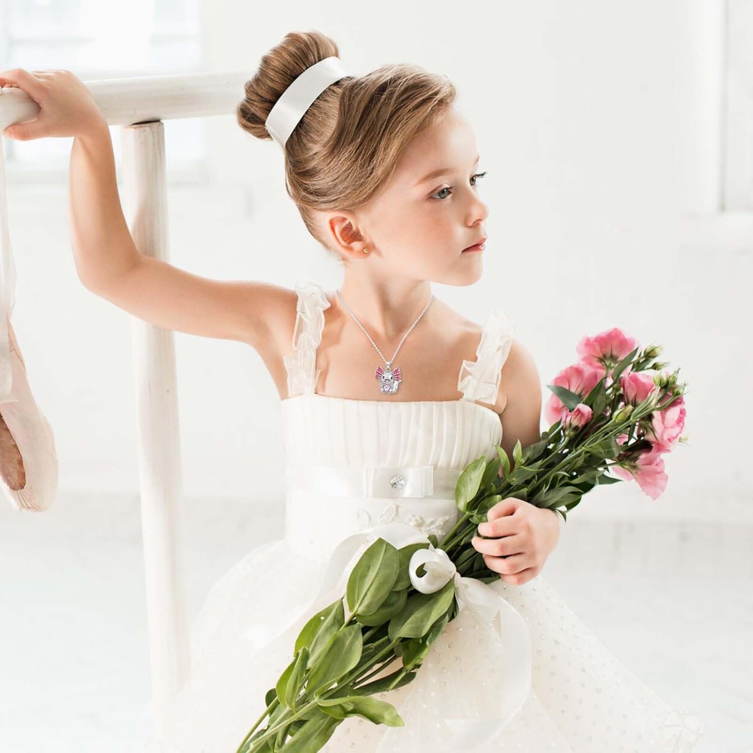 2Pcs Cute Axolotl Necklace Metal Axolotl Crystal Pendant Necklaces 19 Inch Unisex Rhinestone Necklace Charm Good Lluck Jewelry Cute Animal Jewelry Gift(Blue Pink) - Image 5