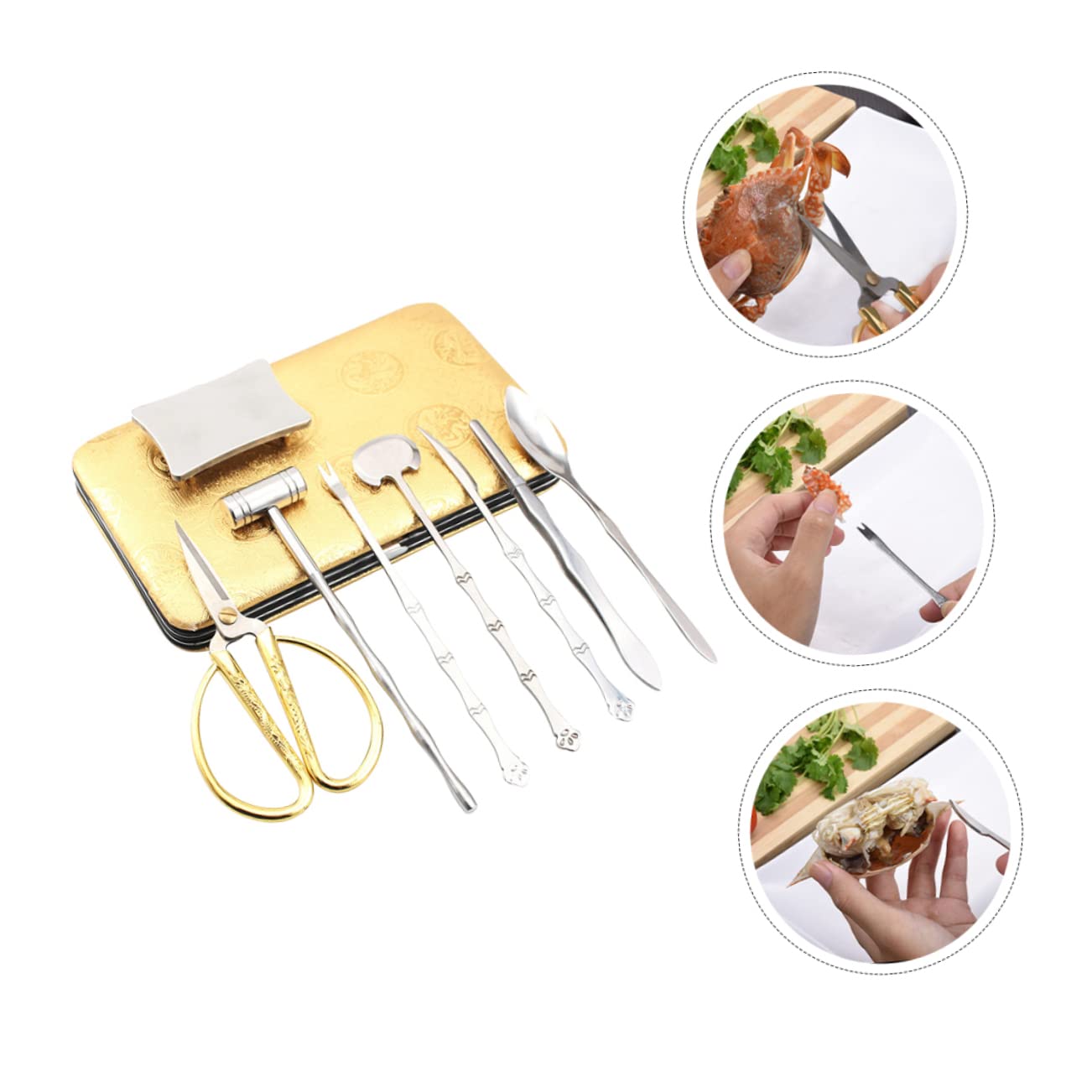 ULTECHNOVO Set di 8 Utensili per Frutti di Mare in Acciaio Inox Argento