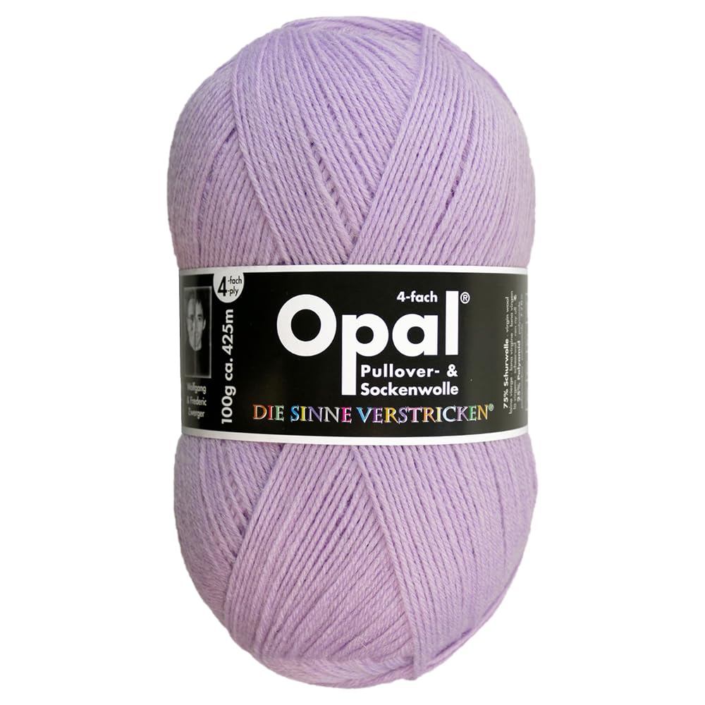 Frida's Wollhaus Opal 100 g Uni 4-fach Sockengarn Strümpfe Stricken filzfrei Wolle 35 Farben (5186 | Flieder)