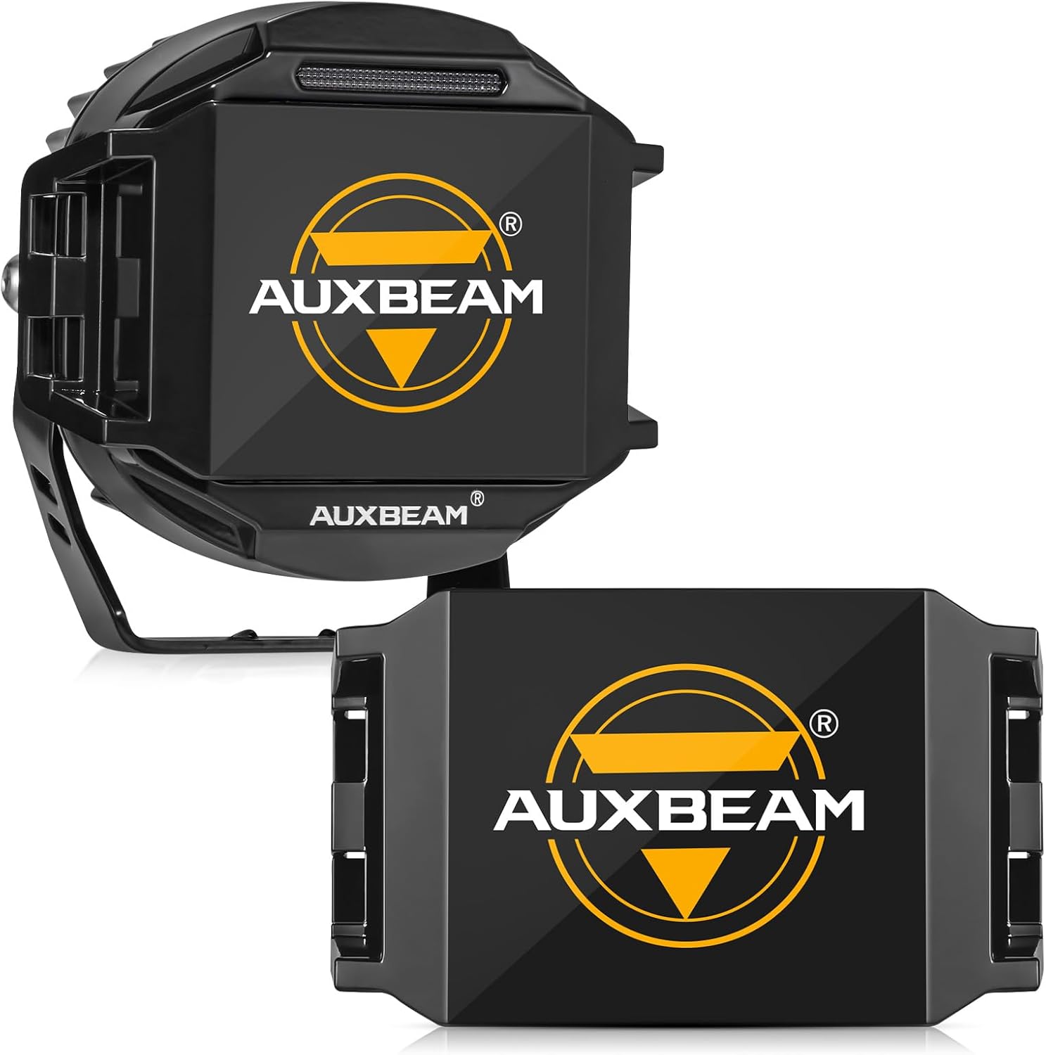 Auxbeam 4 inch Pod Light Covers, Amber Yellow Cube Offroad Light Cover Waterproof Polycarbonate Protective Lens for Round LED Pod Lights Driving Fog Light (Fit for ZD000849,ZD000850), Pair