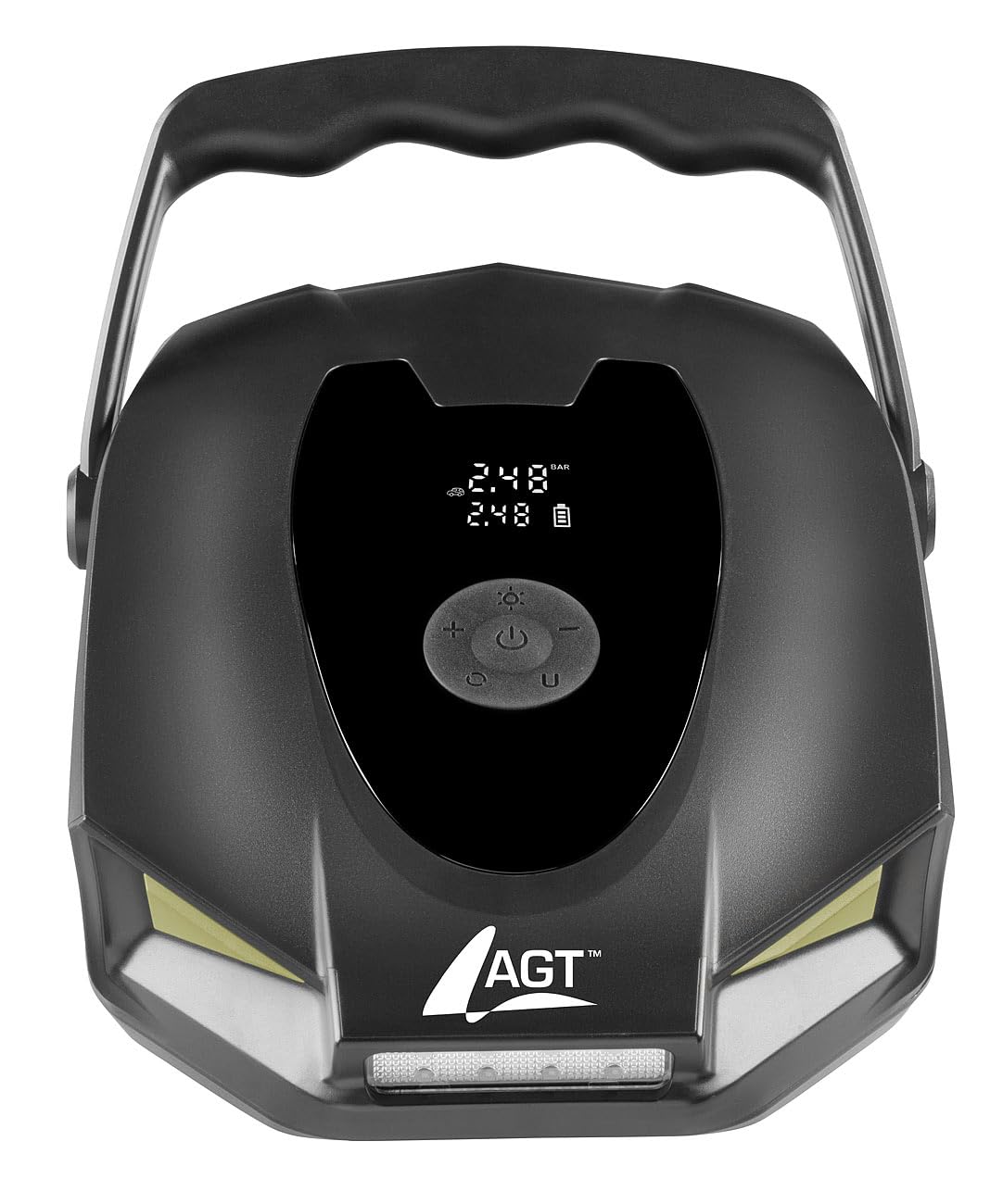 AGT SUP Akku Pumpe: 2in1-Akku-Kompressor- & Schlauchboot-Pumpe, 50 psi /3,4 bar, 12V / USB (SUP Luftpumpe, Kompressor, e Bike)