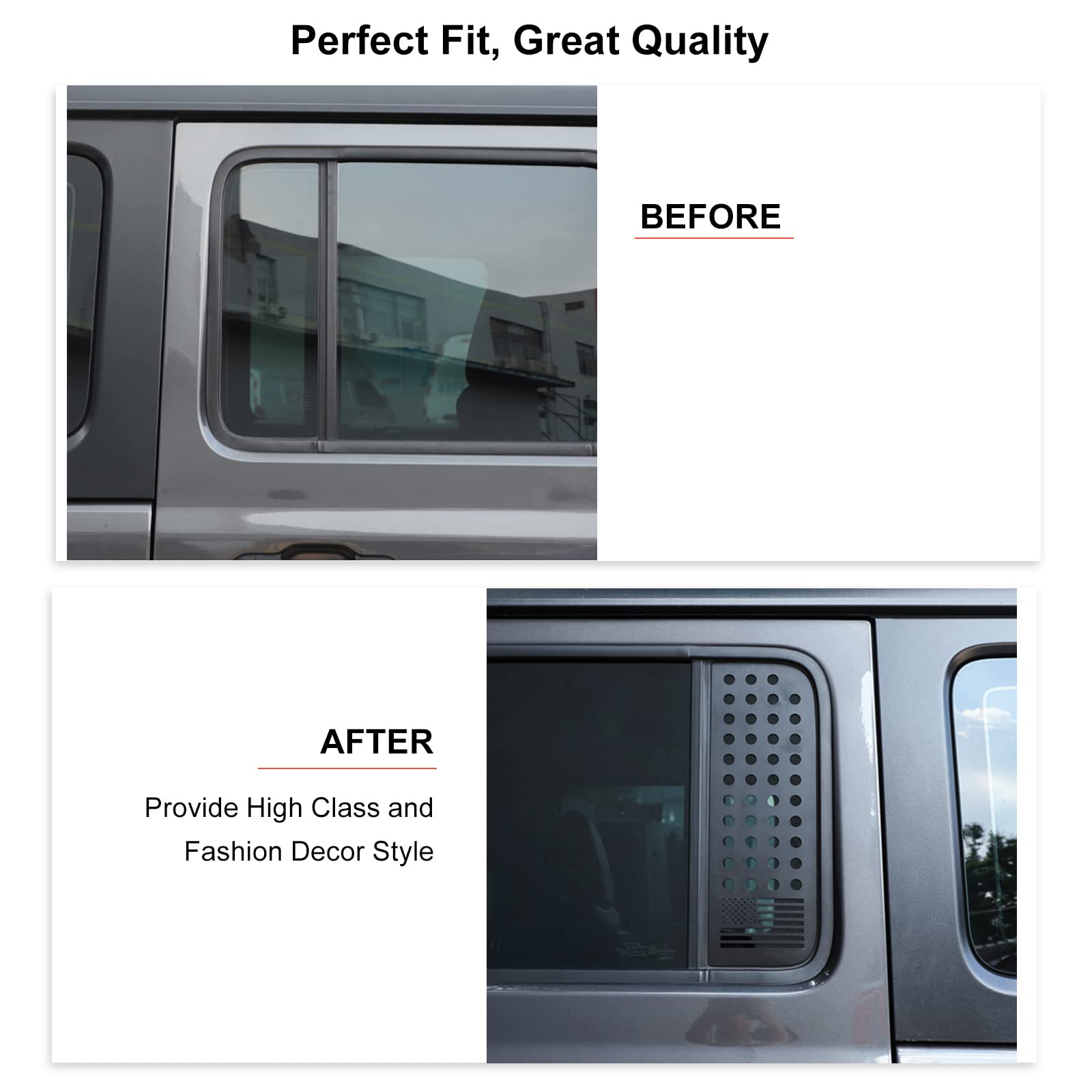 Decalcomanie finestrini posteriori Jeep Wrangler JL Unlimited 4 porte 2018-2022 Gladiator JT bandiera Stati Uniti