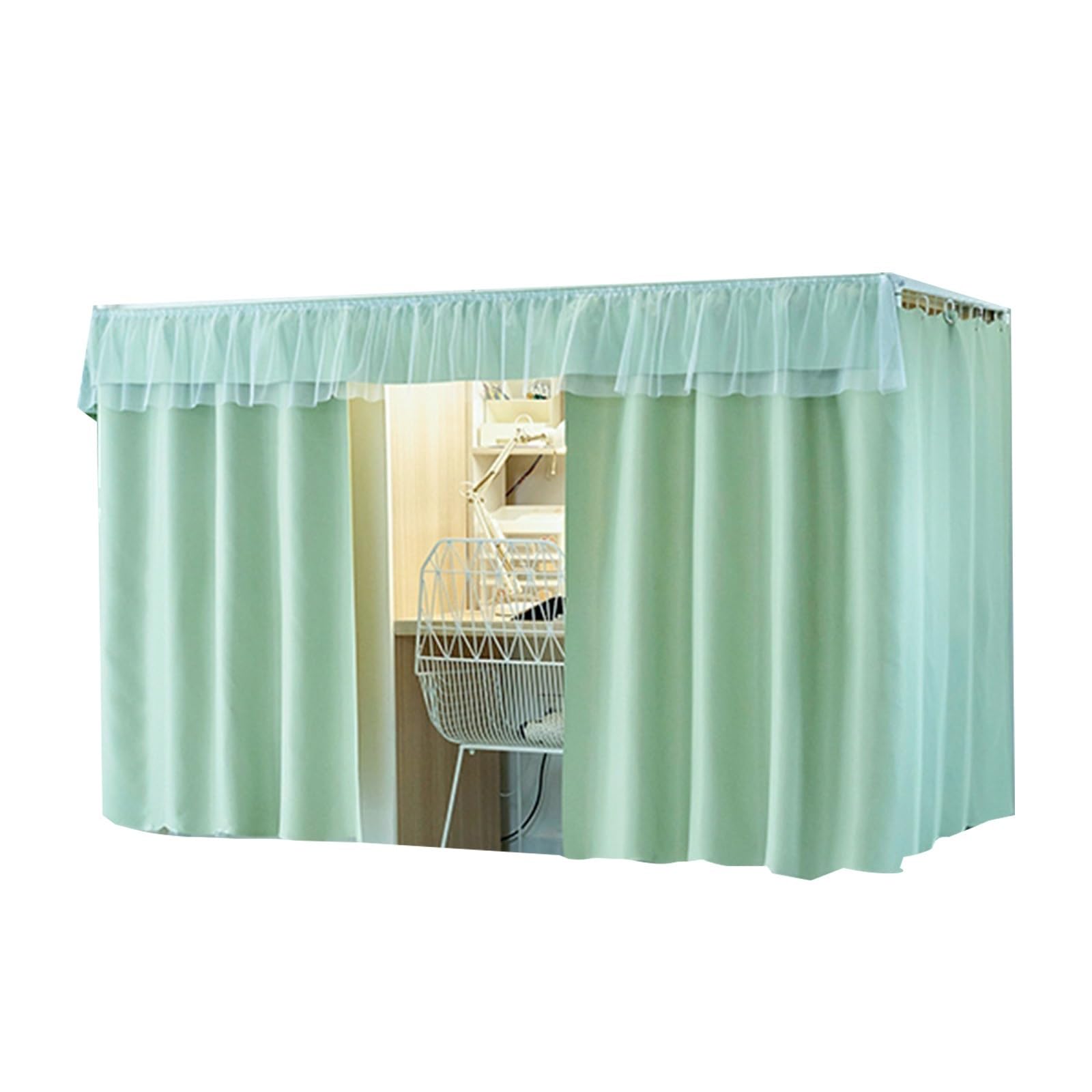 LVYUDS Decorative Bunk Bed Tent 3-Layer Fabric Bunk Bed Curtains Universal Blackout Loft Bed Curtains Mosquito-Proof Dust-Proof Washable(Curtain*3+Shelf,1.2M_GREEN A)