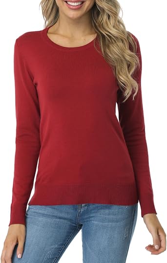 Fuinloth Womens Soft Slim Lightweight Crewneck Pullover Sweater Long Sleeve