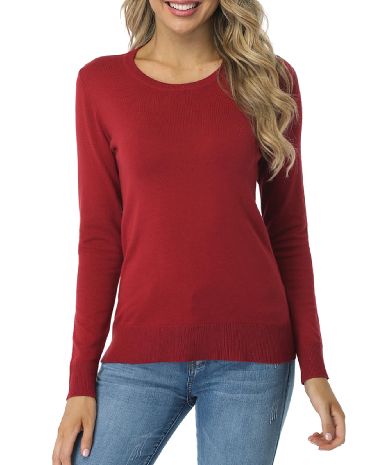 Fuinloth Women's Sweater, Lightweight Crewneck Long Sleeve Pullover
