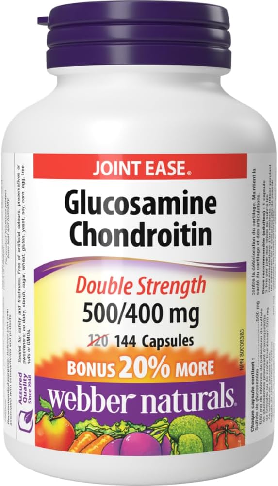 Webber Naturals Webber Naturals Glucosamine Chondroitin, Double Strength, 144 Capsules, Helps Relieve Joint Pain Associated with Osteoarthritis
