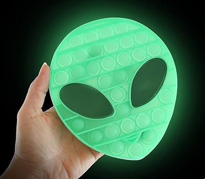 Curious Minds Busy Bags 1 Glow in The Dark Alien Bubble Pop Fidget Toy - Silicone Push Poke Bubble Wrap Fidget Toy - Press Bubbles to Pop - Bubble Popper Sensory Stress Toy OT (Random Color)