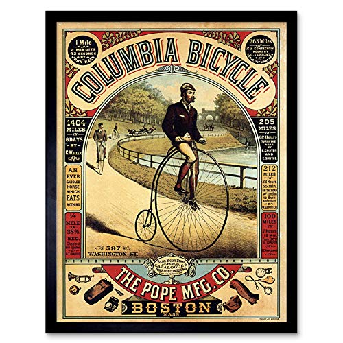 Wee Blue Coo Penny Farthing Bicycle Boston USA Vintage Advertising Retro Art Print Framed Poster Wall Decor 12x16 inch