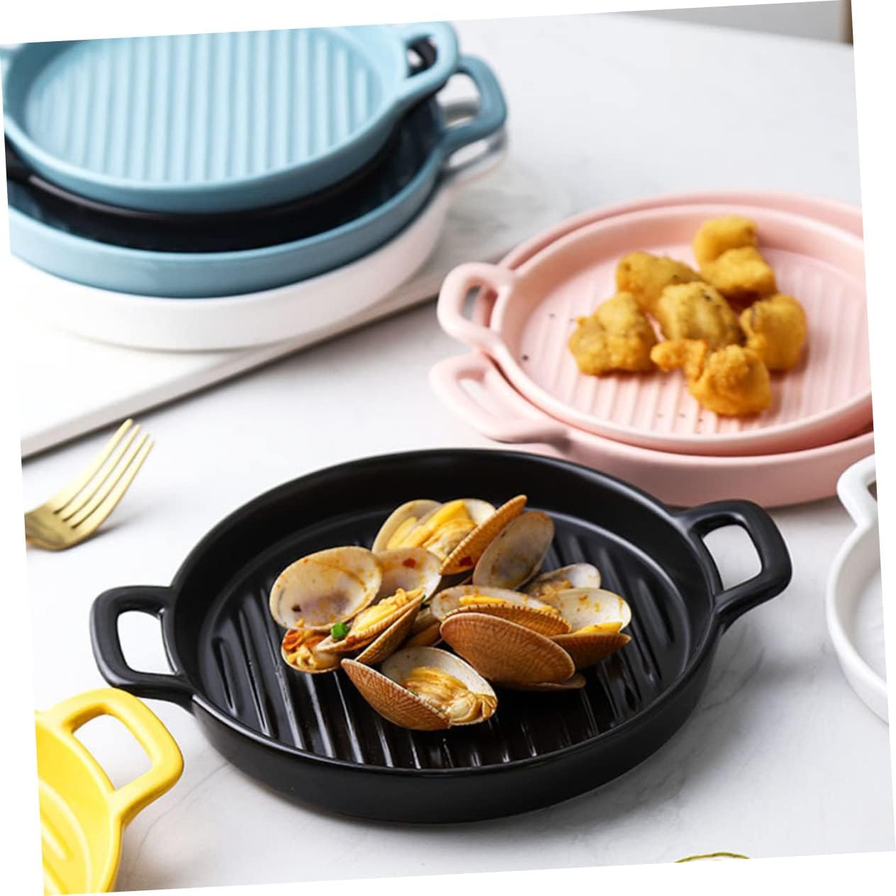 Ceramic Baking Dish Round Baking Tray Focaccia Bread Pan Kitchen Bakeware Sushi Serving Tray
