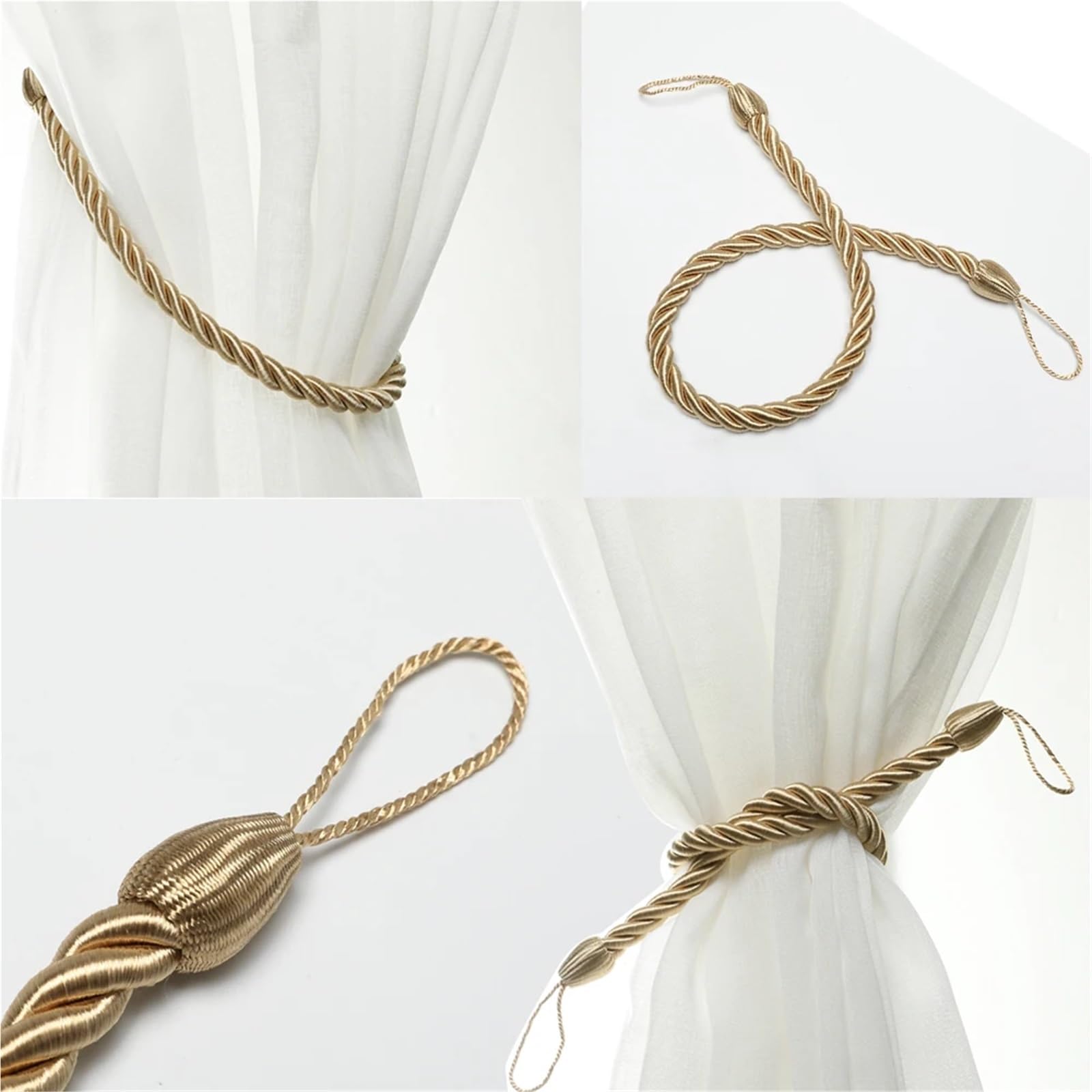 Vorhang-Raffhalter, 10 Stück, Vorhang-Raffhalter, Seile, Raffhalter, handgefertigt, Vorhanghalter, Clips, Heimzubehör, dekorativ (Silber)