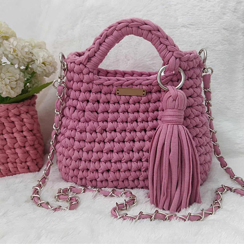 NOTIONSLAND 400g T-Shirt Yarn Knitting Yarn Fabric Crochet Yarn for Bag Basket Blanket Home Decor - Taro Purple - Image 3