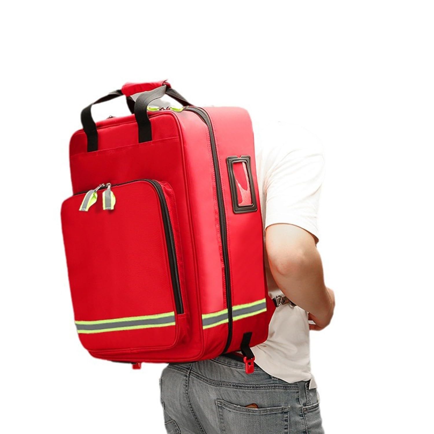 Zaino Emergenza A Rotelle con Carrello Staccabile, Zaino Infermiere Domiciliare, Borsa Medica Sportiva, Borsa Primeros Auxilios Vacia, Kit di Pronto Soccorso per Casa E Lavoro with Pull Rod