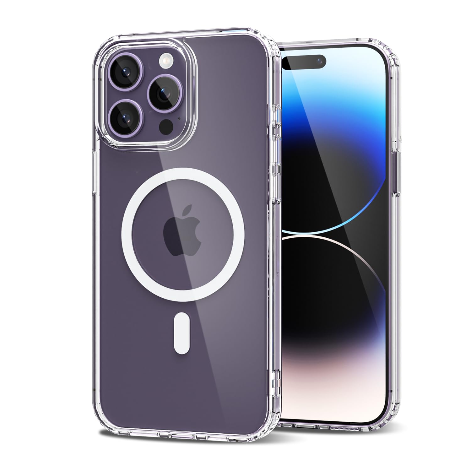 oakxco Funda Translúcida Magnética para iPhone 14 Pro MAX, Compatible con Carga Inalámbrica Magsafe, Ultra Fina Slim Color Sólido No Amarilleo Elegante Protectora Case, Trasparente