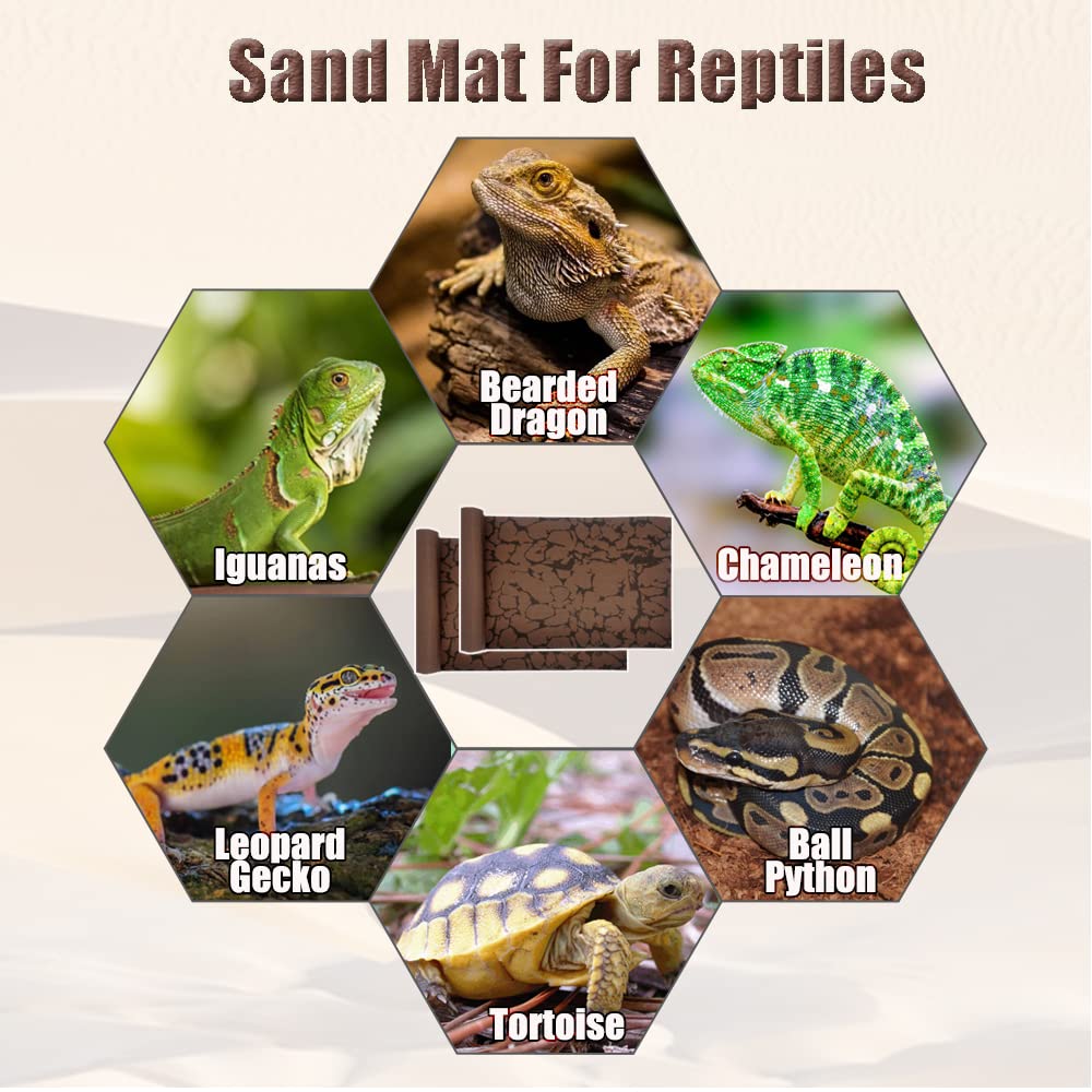 Tfwadmx Alfombra de reptil para alfombra de arena para terrario de dragón barbudo, color marrón, lagarto para alfombras de tanque de leopardo Gecko (L:50 x 99,8 cm, 2 unidades)