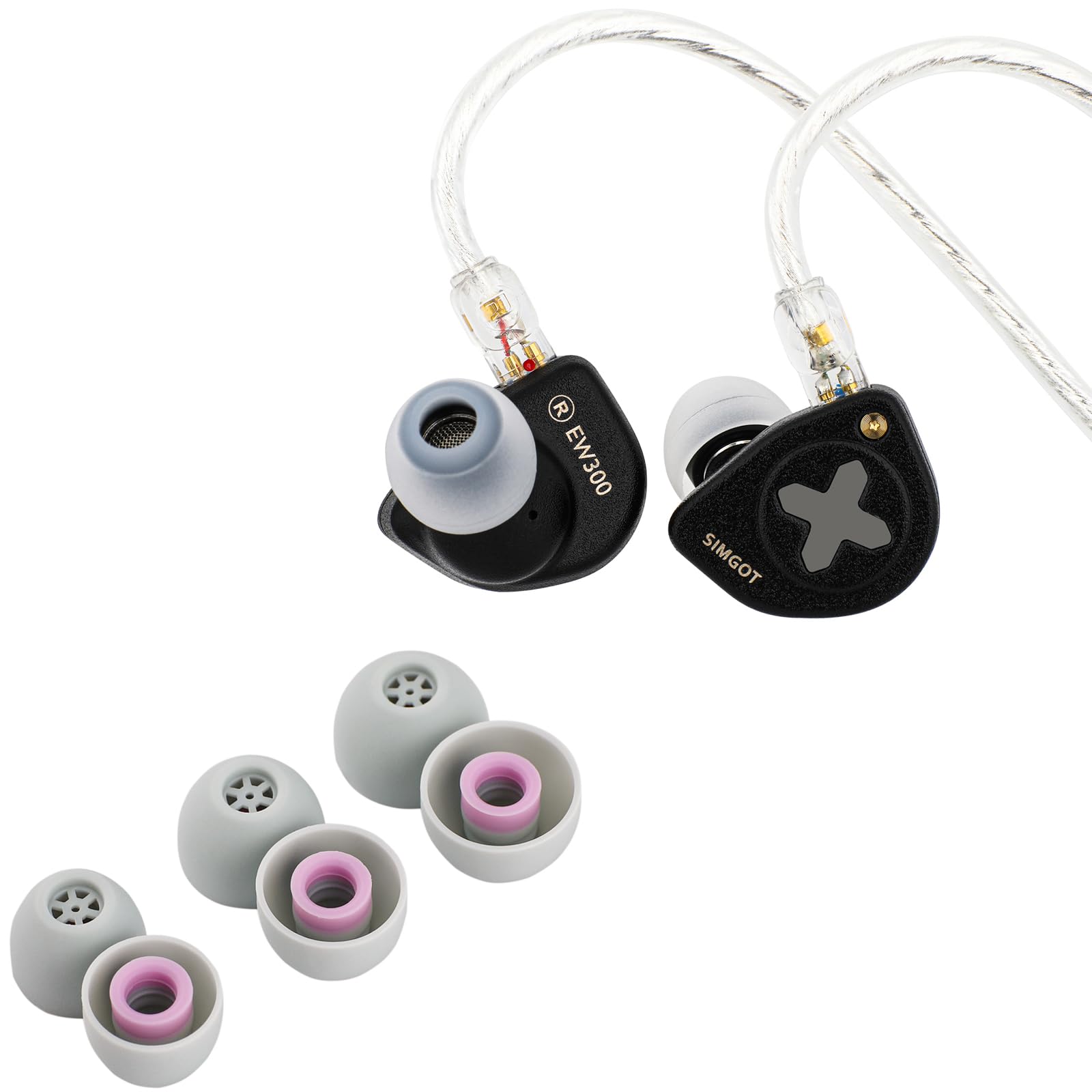 Linsoul SIMGOT EM6L 1DD 4BA hybride driver in ear monitor, Gaming-oordopjes, hifi IEM-oortelefoon met 3D-geprinte harsbehuizing, afneembare OFC verzilverde kabel voor muzikant en audiofiel