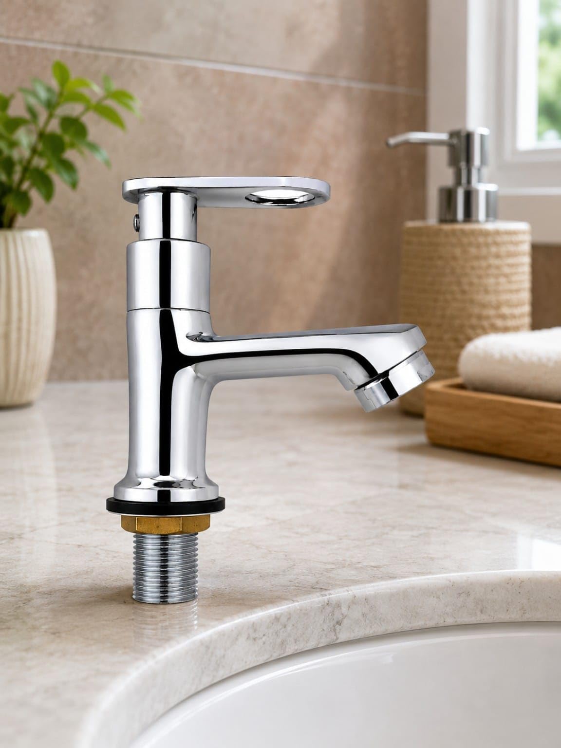 Chrome Finish Pillar Cock Tap for Bathroom Basin Sink 20MM Piece of 1 | Brass Body, Bathroom Sink Tap, Mirror Polish Finish, Easy Installation, Single Water Inlet-image-39