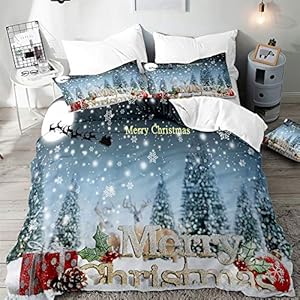 Kerst Dekbedovertrek Set voor Eenpersoons Tweepersoonsbed, Morbuy 3D Bedrukt Beddengoed Sets Jongen Meisje Slaapkamer…