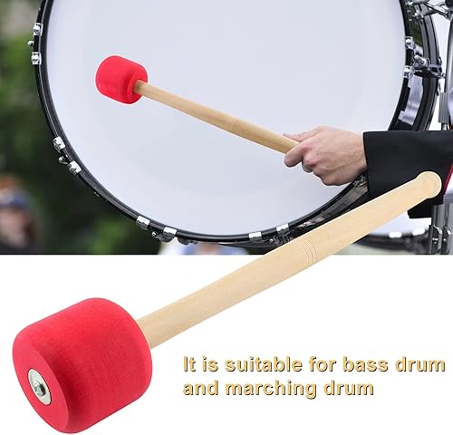 Miniatura 6 de Jiozermi 2 mazos de tambor de 12.8 pulgadas de largo, bastón de goma de espuma dura, palos de percusión de bajo antideslizantes, pieza de accesorio