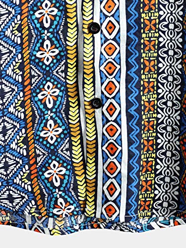 Vatpave Mens Summer Tropical Shirts Short Sleeve Button Down Aloha Hawaiian Shirts X-Large Blue #TOP4