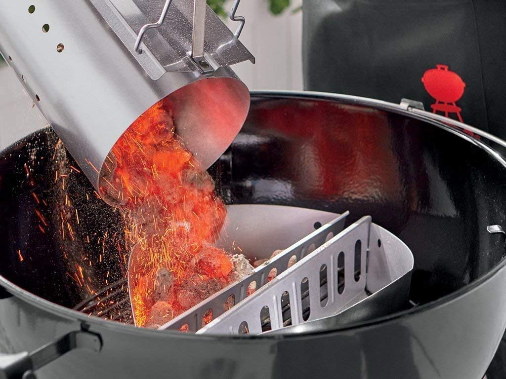 Démarreur avec poignée de sécurité, démarreur de cheminée, Foyer au Charbon de Bois, Accessoire de Barbecue pour Weber 7416, Barbecue à démarrage Rapide pour Les grillades, 30 cm H, 19 cm DIA
