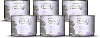 MjAMjAM - premium wet food for cats - kitten excellent calf with salmon oil, pack of 6 (6 x 200 g), grain-free with extra ...