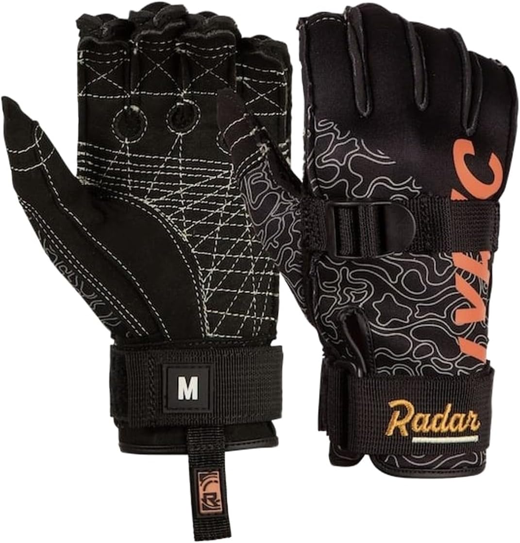 Radar Water Ski Gloves - Women's Lyric Inside-Out Glove - Black/Grey/Coral