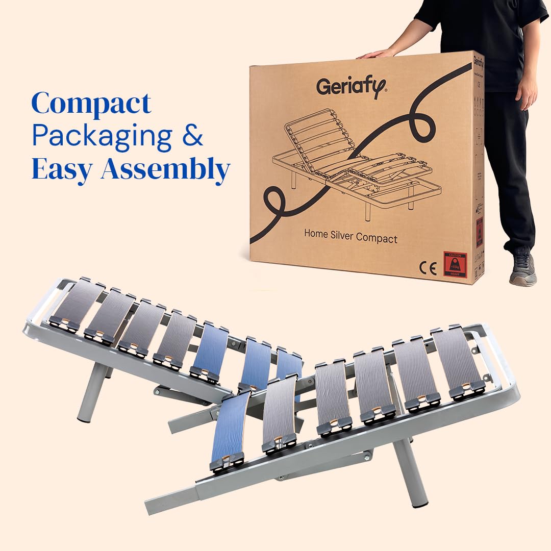 Geriafy Telaio per letto singolo elettrico regolabile, 90 cm, base reclinabile in 4 sezioni, motore silenzioso, telecomando con cavo, barre di fissaggio per materasso incluse