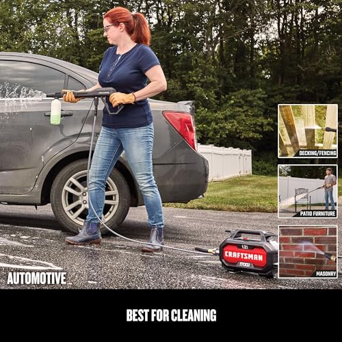 Image of CRAFTSMAN Electric Pressure Washer, Cold Water, Lightweight Corded Power Washer for Cars, Driveways, Patio and Garage, Powerful 1700-PSI, 1.2-GPM, Compact, Easy to Use (CMEPW1700)
