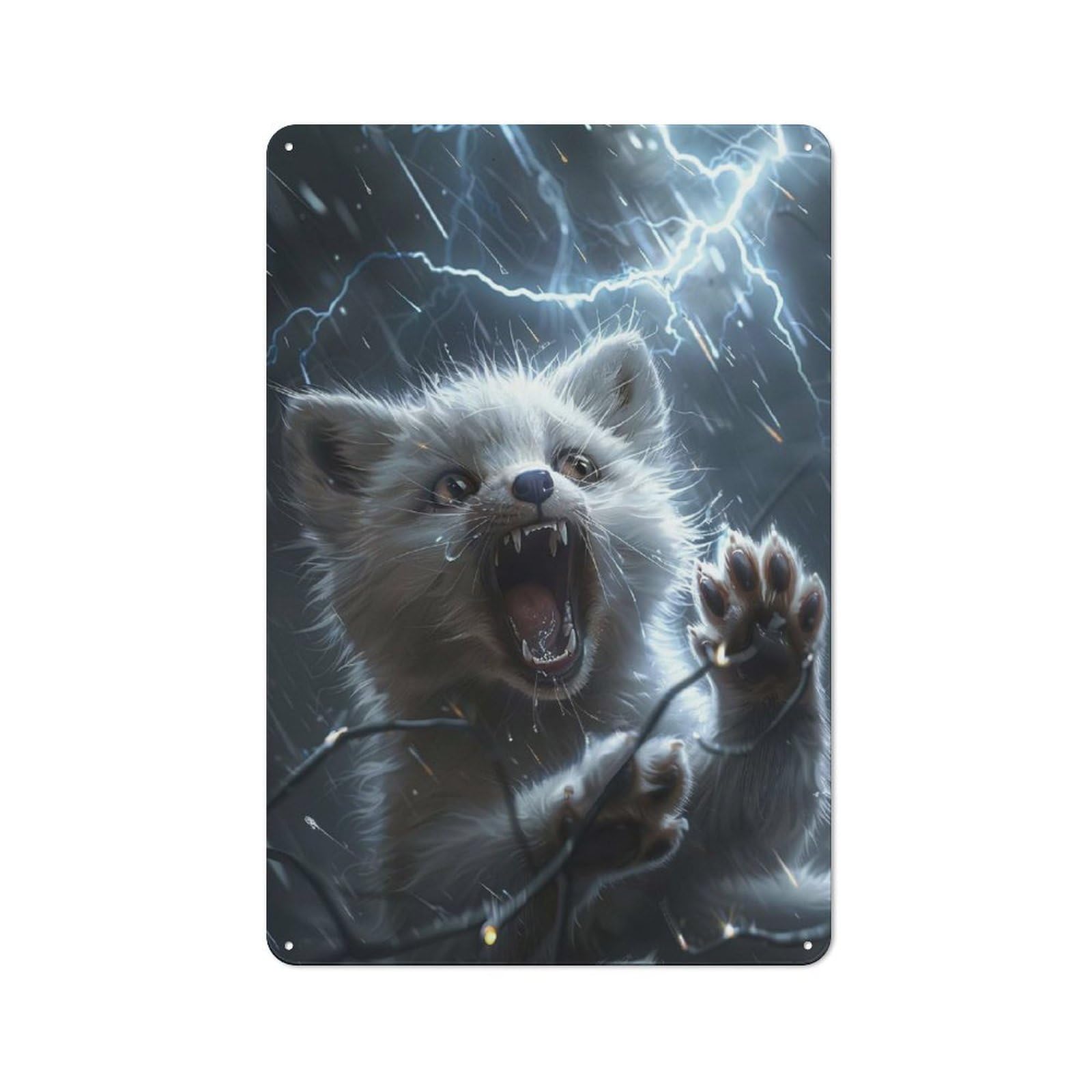 FOX Lightning Farmhouse Metal Sign 30x20cm, Rustic Cottage Wall Art for Cottage, Kitchen, Hallway Or Breakfast Nook